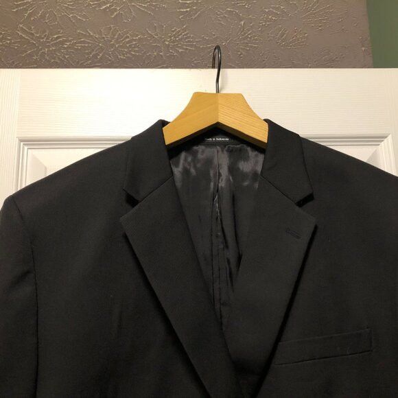 pronto Uomo mens black 100%wool sport coat jacket blazer 52L