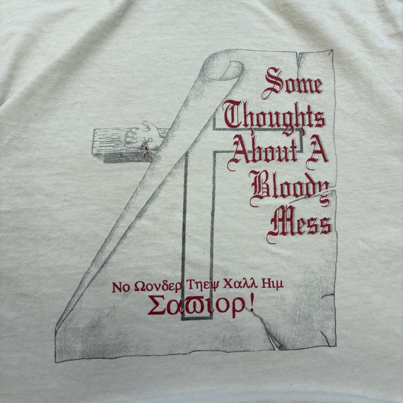 Delta Vintage Y2K Jesus Savior Bloody Cross Grunge Religious Shirt Size US L / EU 52-54 / 3 - 4 Thumbnail