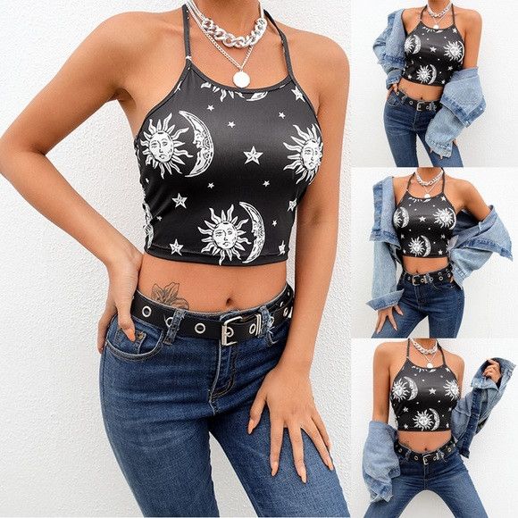 Other Women Star Print Sleeveless Crop Top Size M / US 6-8 / IT 42-44 - 2 Thumbnail
