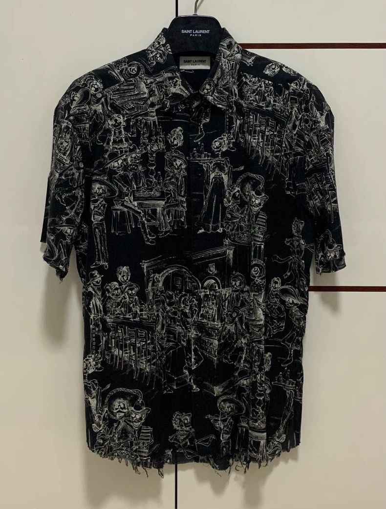 Saint Laurent Paris Saint Laurent Skull Banquet Print Shirt - dmc Size US M / EU 48-50 / 2 - 1 Thumbnail