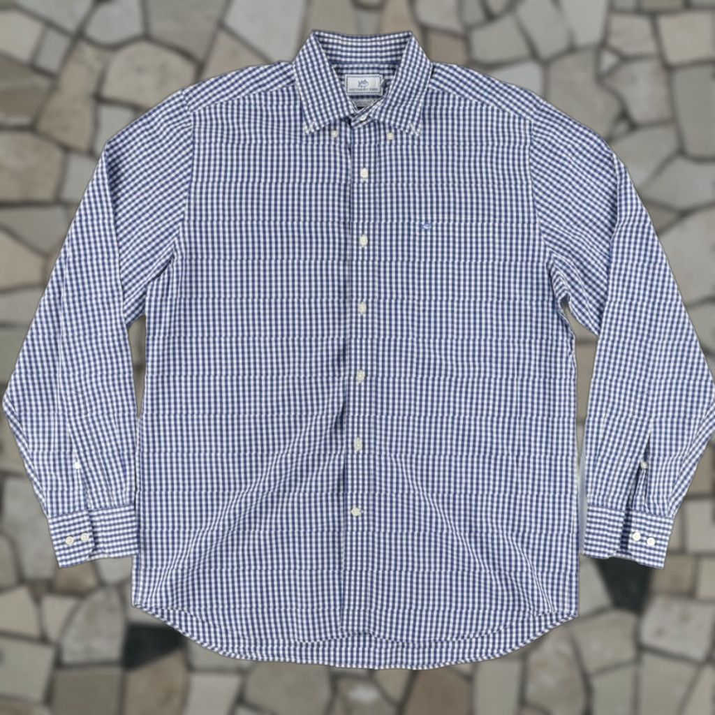 Southern Tide Southern Tide Shirt Blue L Mens Button Down Poplin Check Classic Fit Long Sleeve Size US L / EU 52-54 / 3 - 1 Thumbnail