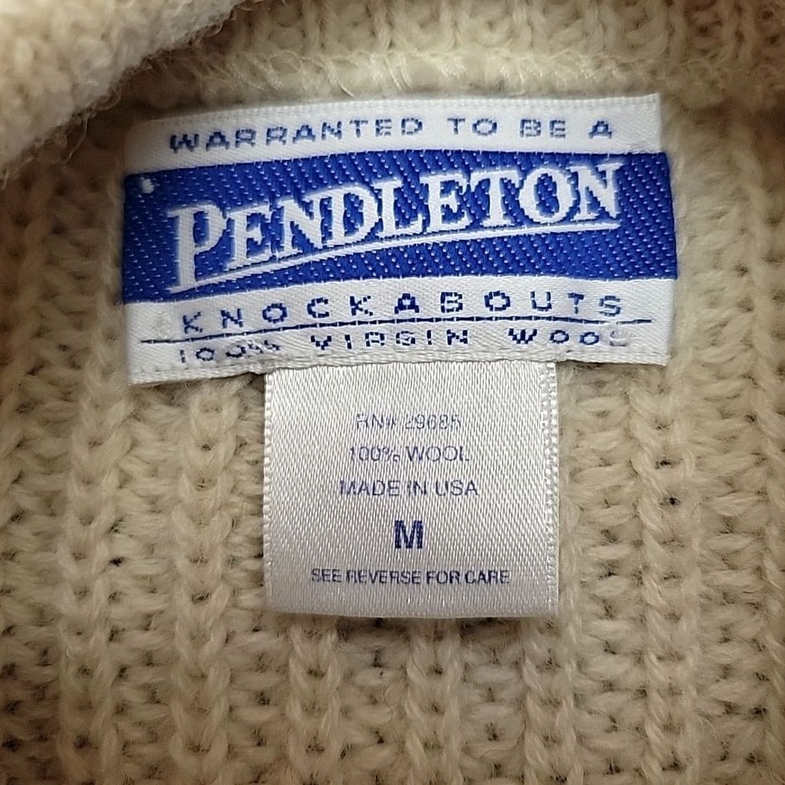 Pendleton VTG Pendleton Sweater Cardigan Men M Cream 100% Virgin Wool Zip Made in USA Wool Neck Collared Knit All Seasons USA Vintage Mens Size US M / EU 48-50 / 2 - 4 Thumbnail