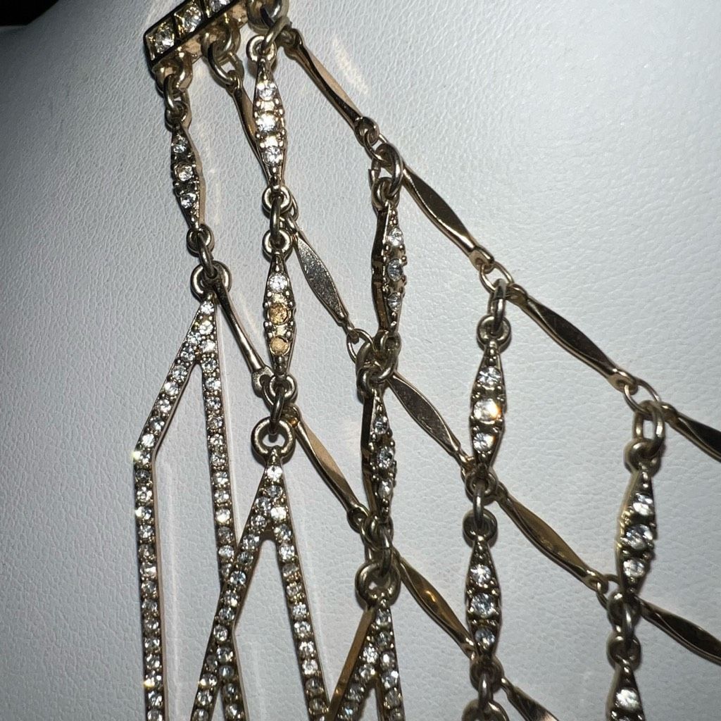 Vintage Sequin Jewelry Vintage Gold and Crystal Collar Statement Nec Size ONE SIZE - 5 Thumbnail