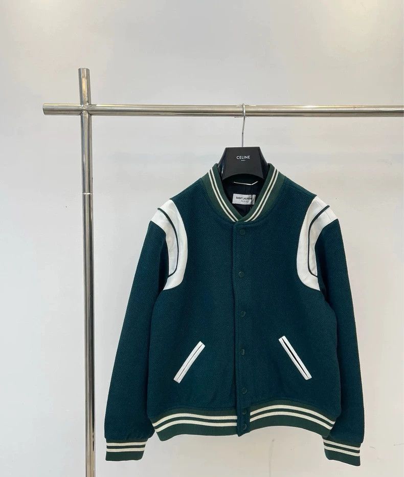 Saint Laurent Paris Saint Laurent Classic Green Baseball Jacket Size US L / EU 52-54 / 3 - 7 Thumbnail