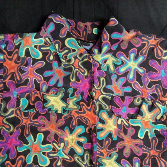 Other Vintage Abstract Geometric Amoeba Silk Button Shirt Size S / US 4 / IT 40 - 1 Thumbnail