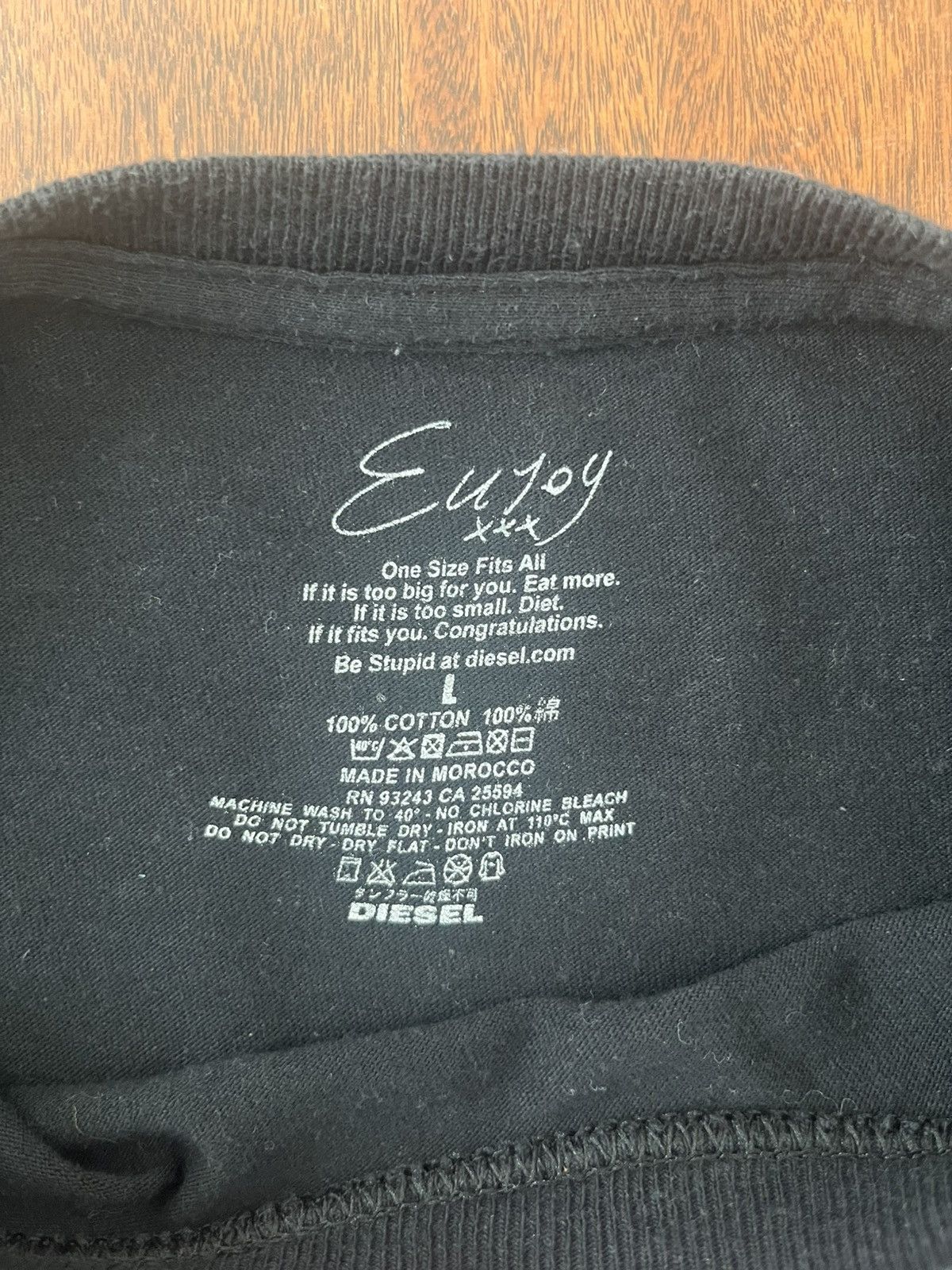 Diesel × Enjoi × Japanese Brand Diesel BE STUPID FOR SUCCESSFUL LIVING Enjoi Black T-Shirt Size US L / EU 52-54 / 3 - 4 Thumbnail