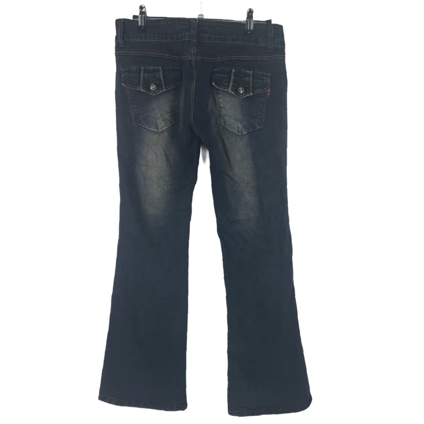 Denime Yak Pak Womens Casual Straight Wide Flare Leg Blue Denim Jeans Size 28 30X30 Size 28" / US 6 / IT 42 - 2 Thumbnail