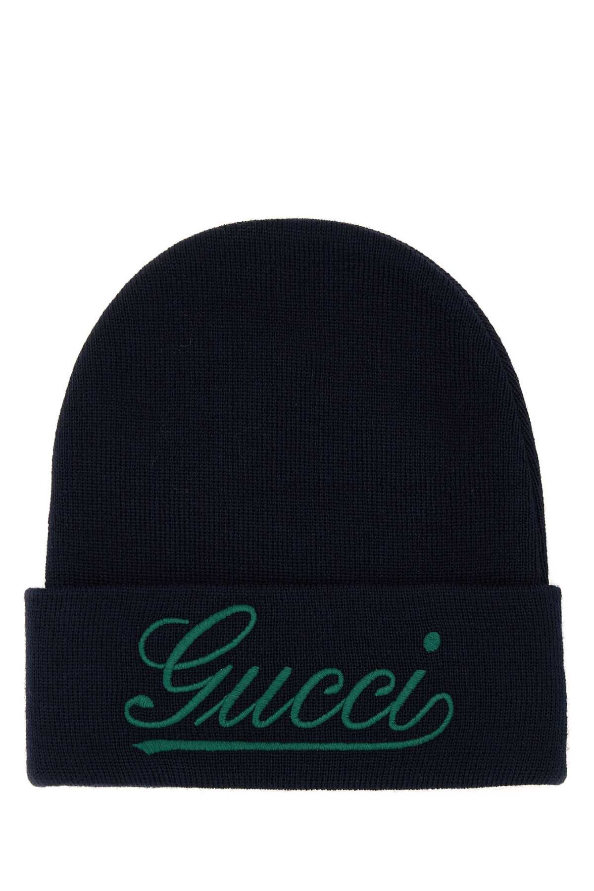 Gucci Dark Blue Wool Beanie Hat Size ONE SIZE - 1 Thumbnail