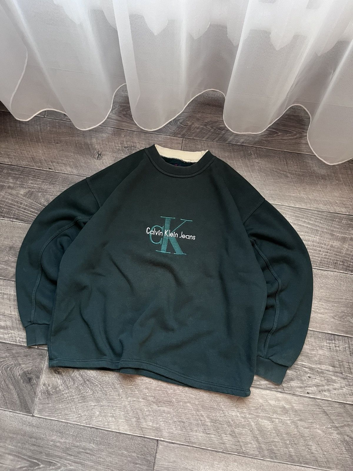 Calvin Klein Calvin Klein Vintage Big Logo Embroidered Sweatshirt Green Size US L / EU 52-54 / 3 - 2 Thumbnail