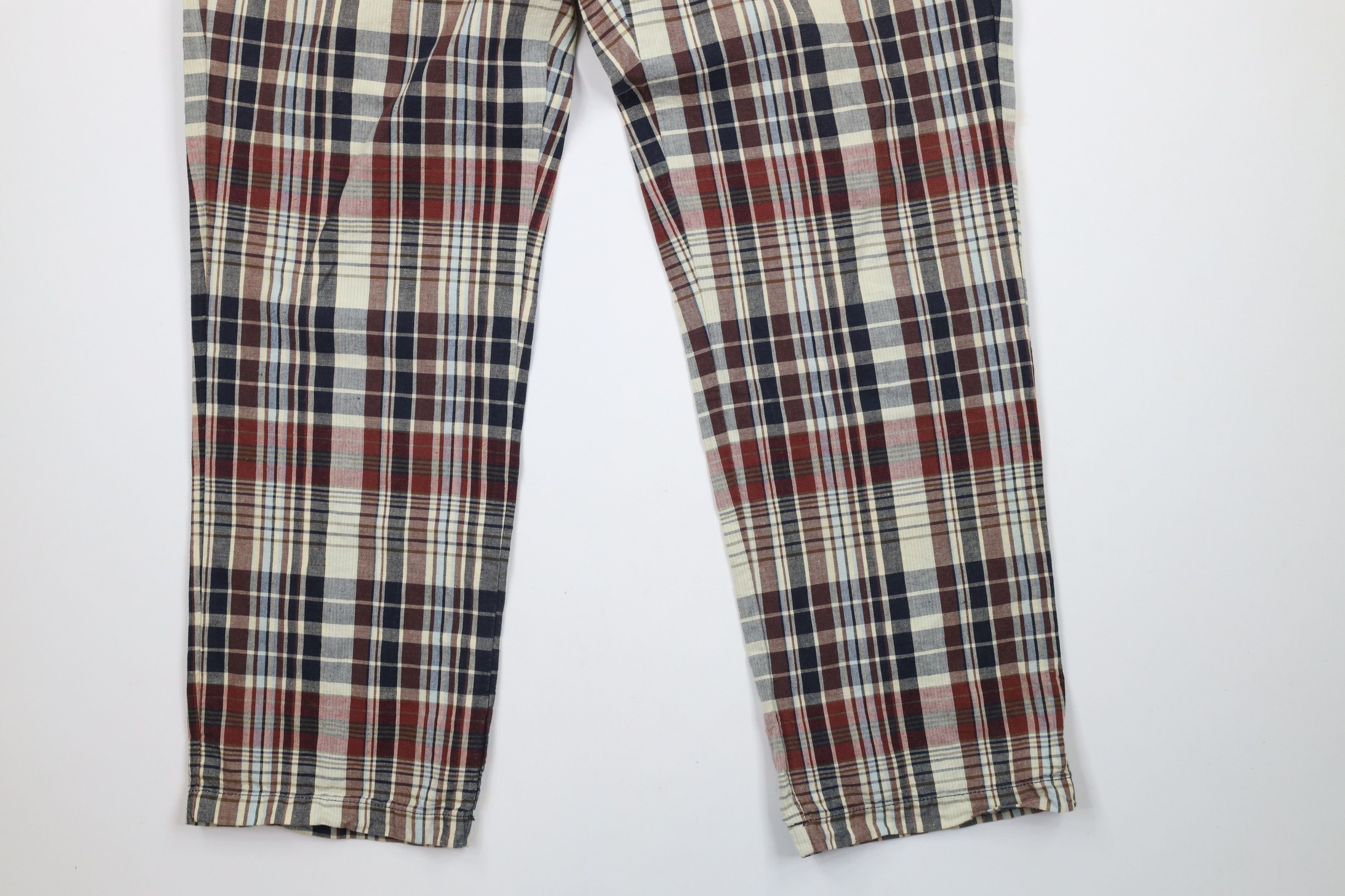 Lands' End × Vintage Vintage 90s Lands End Front Linen Blend Chino Pants Plaid Size US 34 / EU 50 - 4 Thumbnail