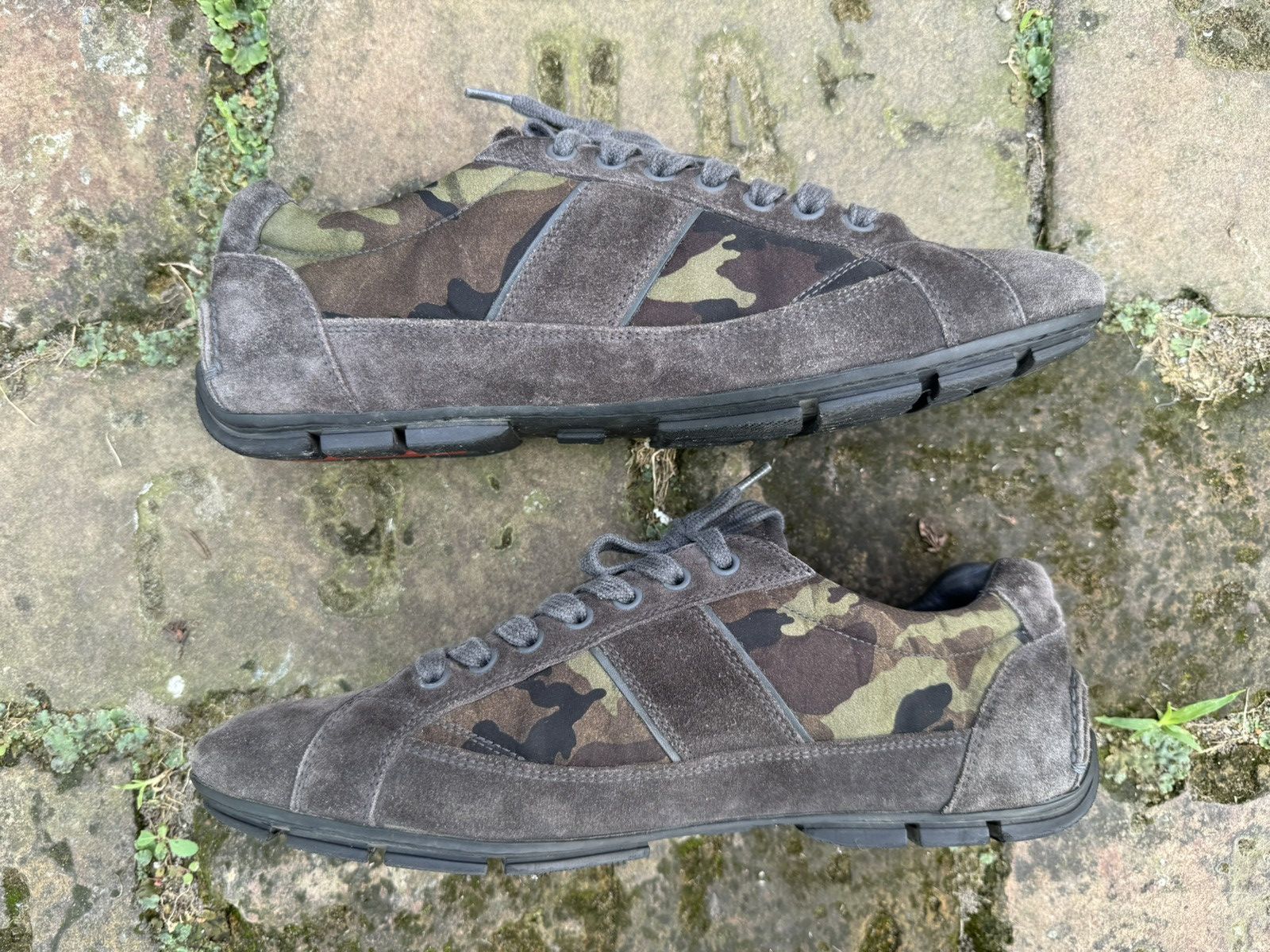 Prada Authentic 💫Prada💫 (4E2854) Trainers Grey Camouflage suede… Size US 8.5 / EU 41-42 - 5 Thumbnail