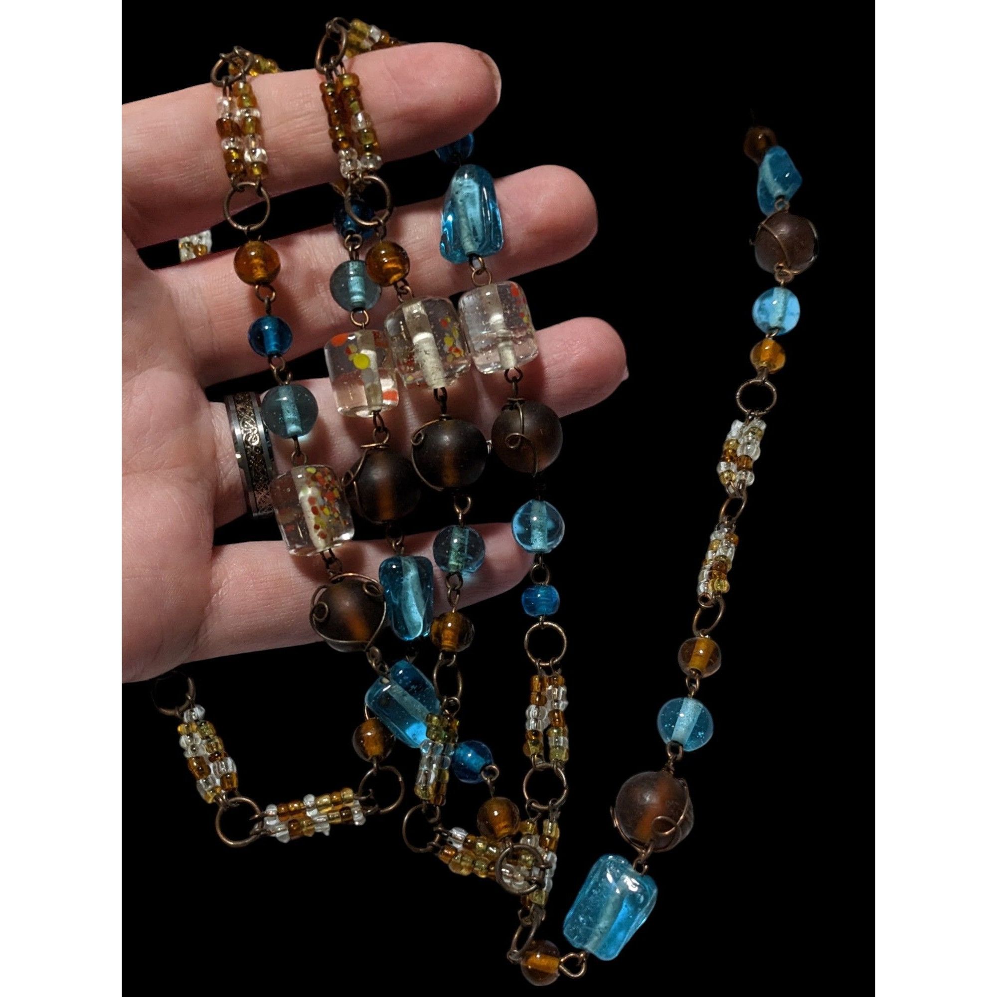 Other Vintage Bohemian Earthy Glass Beaded Necklace Size ONE SIZE - 2 Thumbnail