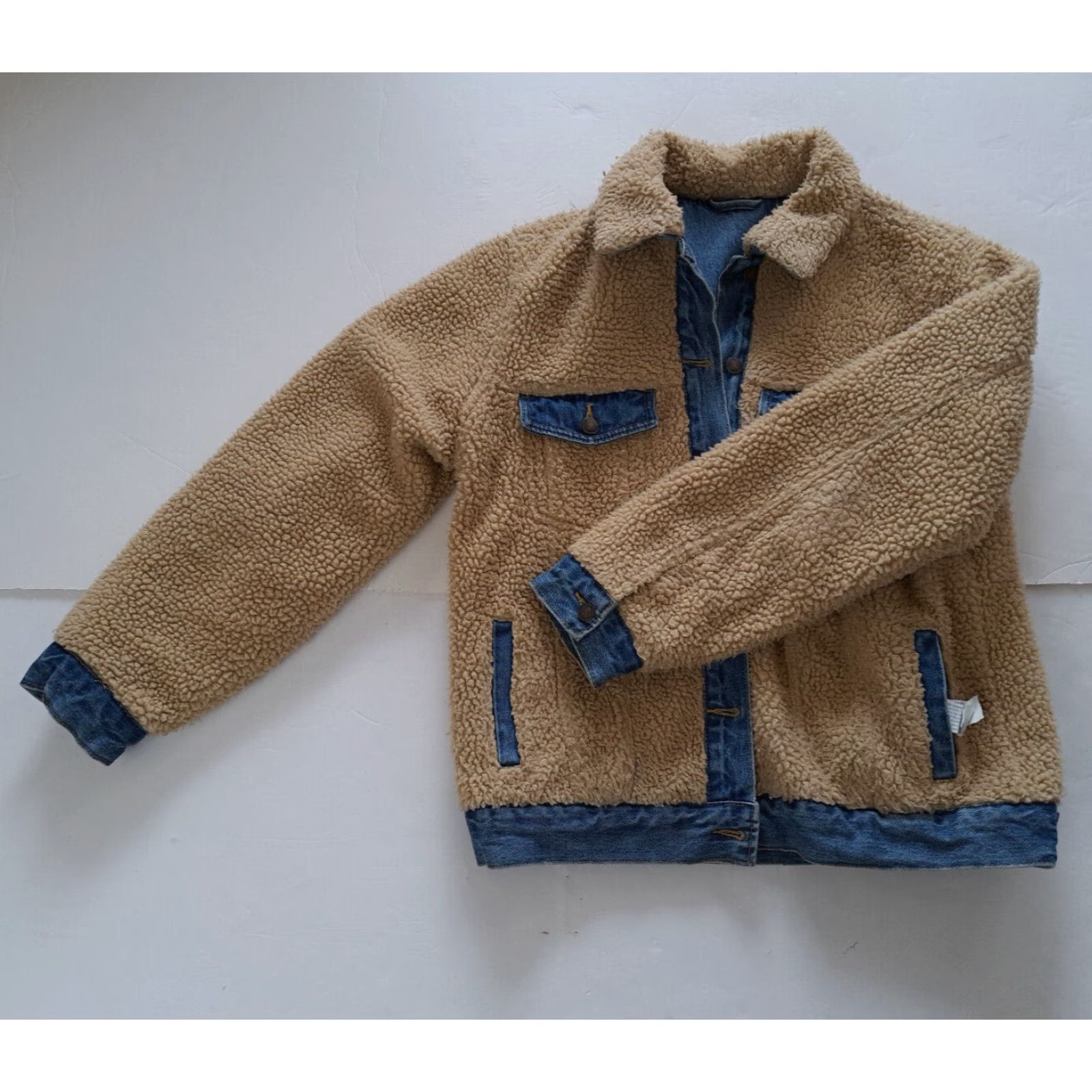 Forever 21 FOREVER 21 Jacket Women Bomber 90s Reversible Faux Fur Blue Size M Full Button Casual All Seasons Size 32" / US 10 / IT 46 - 3 Thumbnail