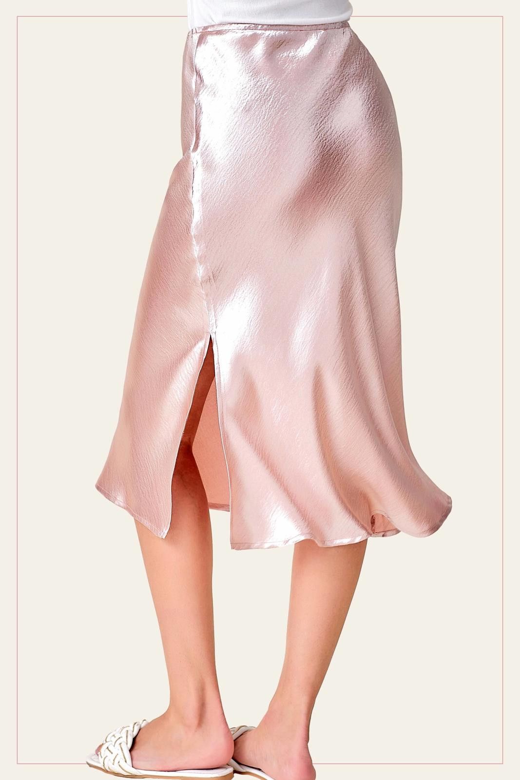 La Milano High-Waisted Midi Length Satin Effect Solid Skirt Size 30" / US 8 / IT 44 - 11 Thumbnail