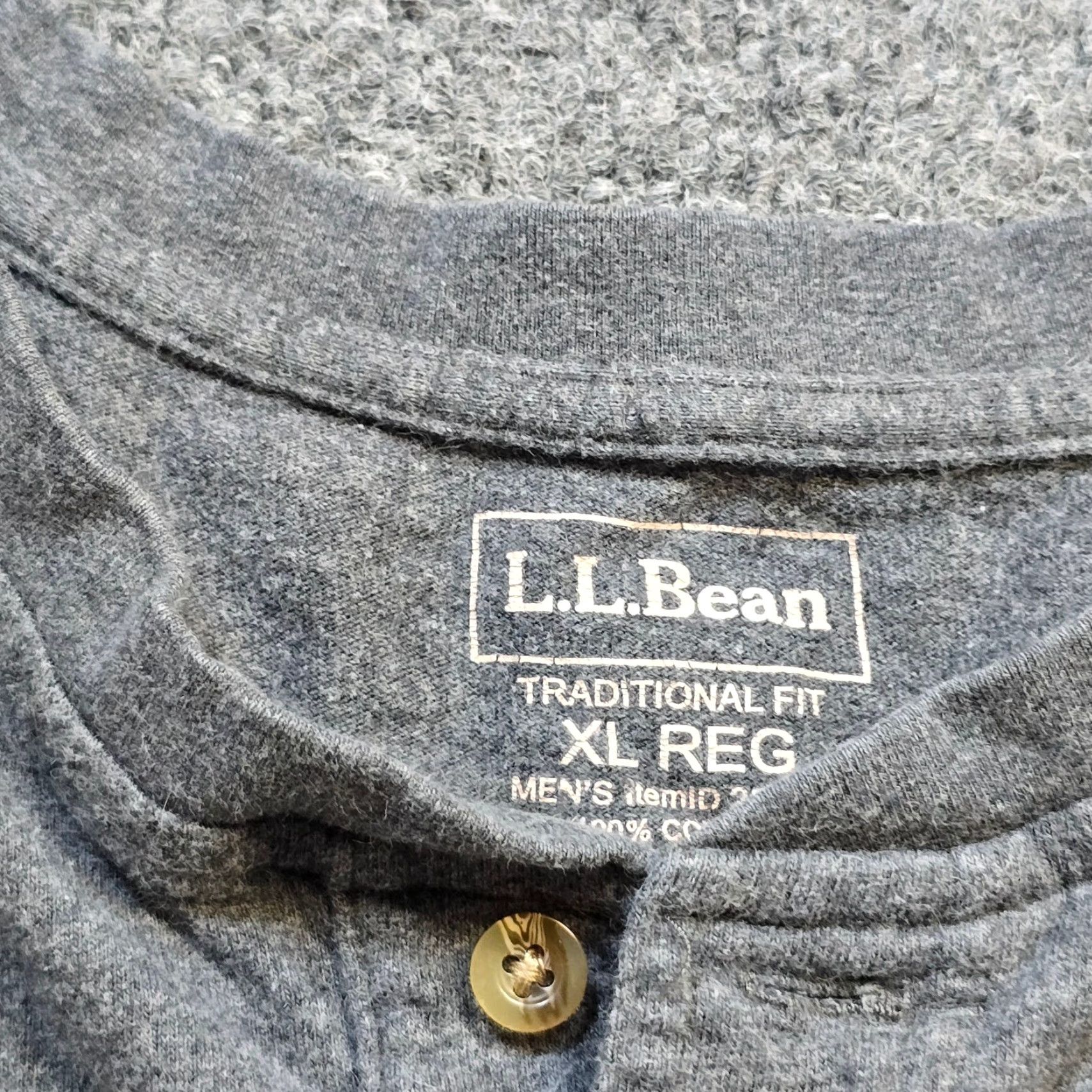Vintage LL Bean Mens Large Gray Henley Long Sleeve Outdoor Casual Shirt Size US L / EU 52-54 / 3 - 4 Thumbnail