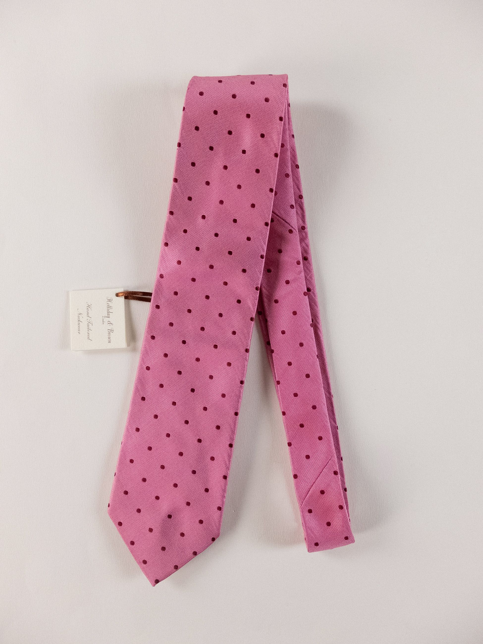 Holliday & Brown HOLLIDAY & BROWN London hand made pink polka dots silk tie Size ONE SIZE - 1 Thumbnail
