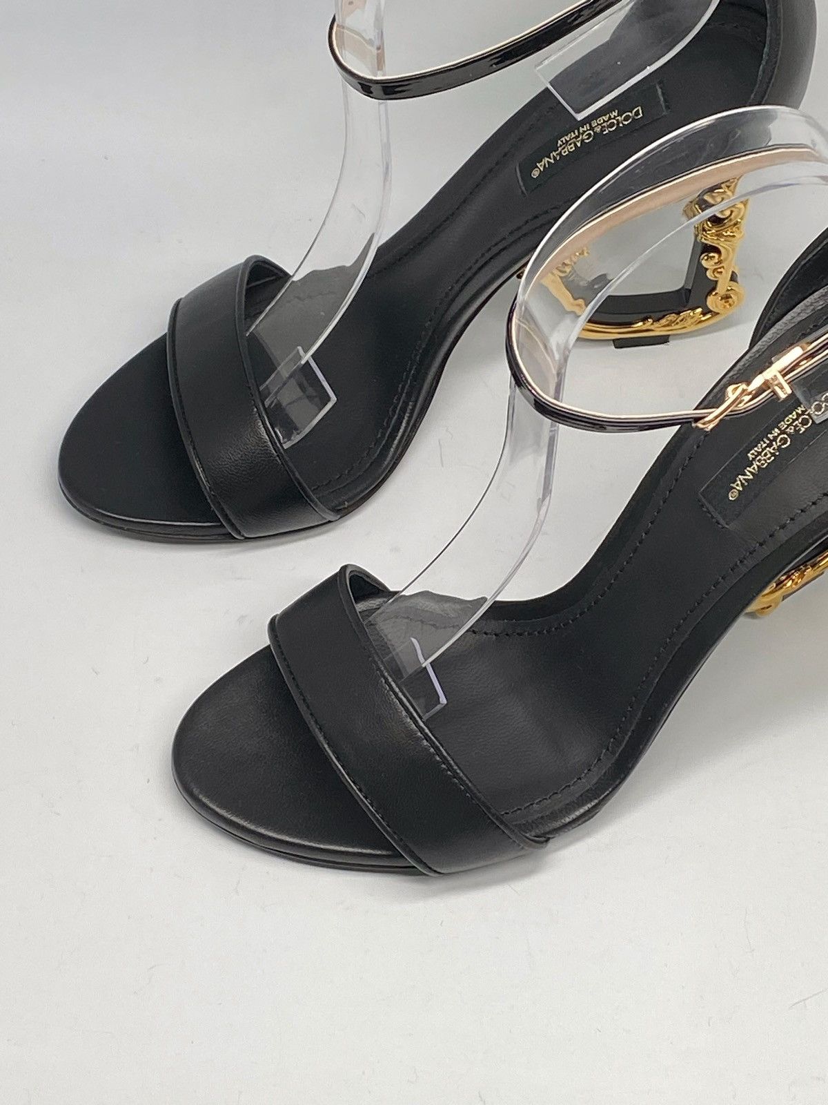 Dolce & Gabbana Dolce&Gabbana Sculpted-Heel DG Leather Sandals size 38 Size US 8 / IT 38 - 5 Thumbnail