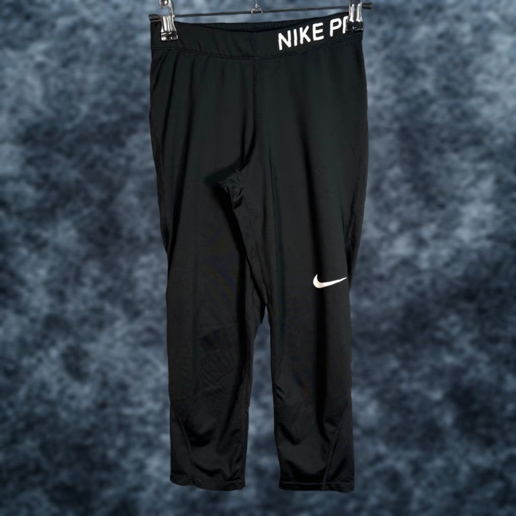 Nike Nike Pro Dri-Fit Womens XS Black Cropped Leggings Spandex Polyester Pants Athletic Activewear Size 26" / US 2 / IT 38 - 1 Thumbnail