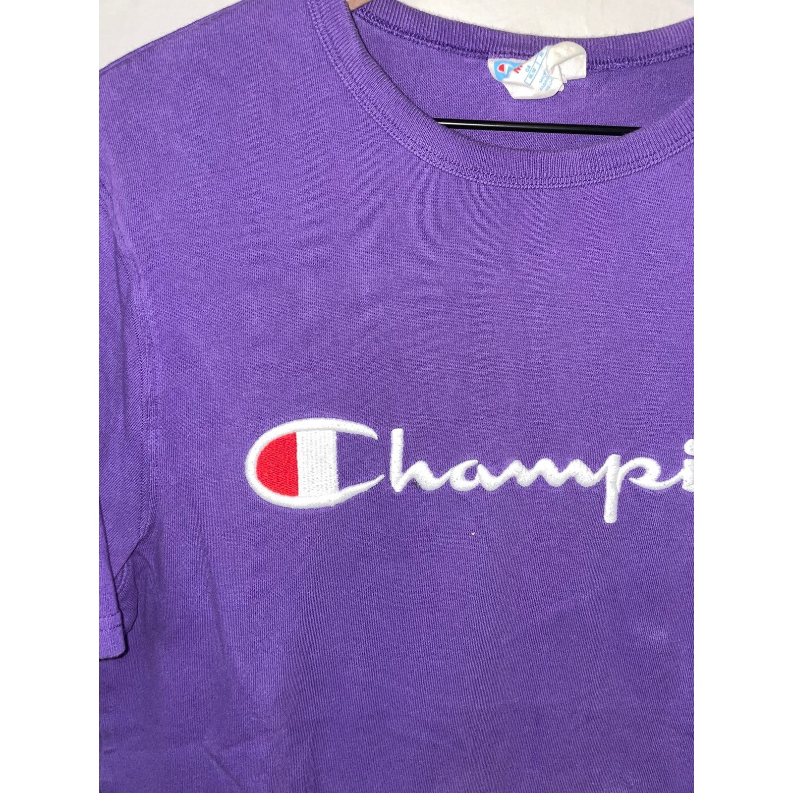 Champion Y2K Champion Purple Shirt Embrodery Logo Tee 2000s M Medium Size US M / EU 48-50 / 2 - 2 Thumbnail