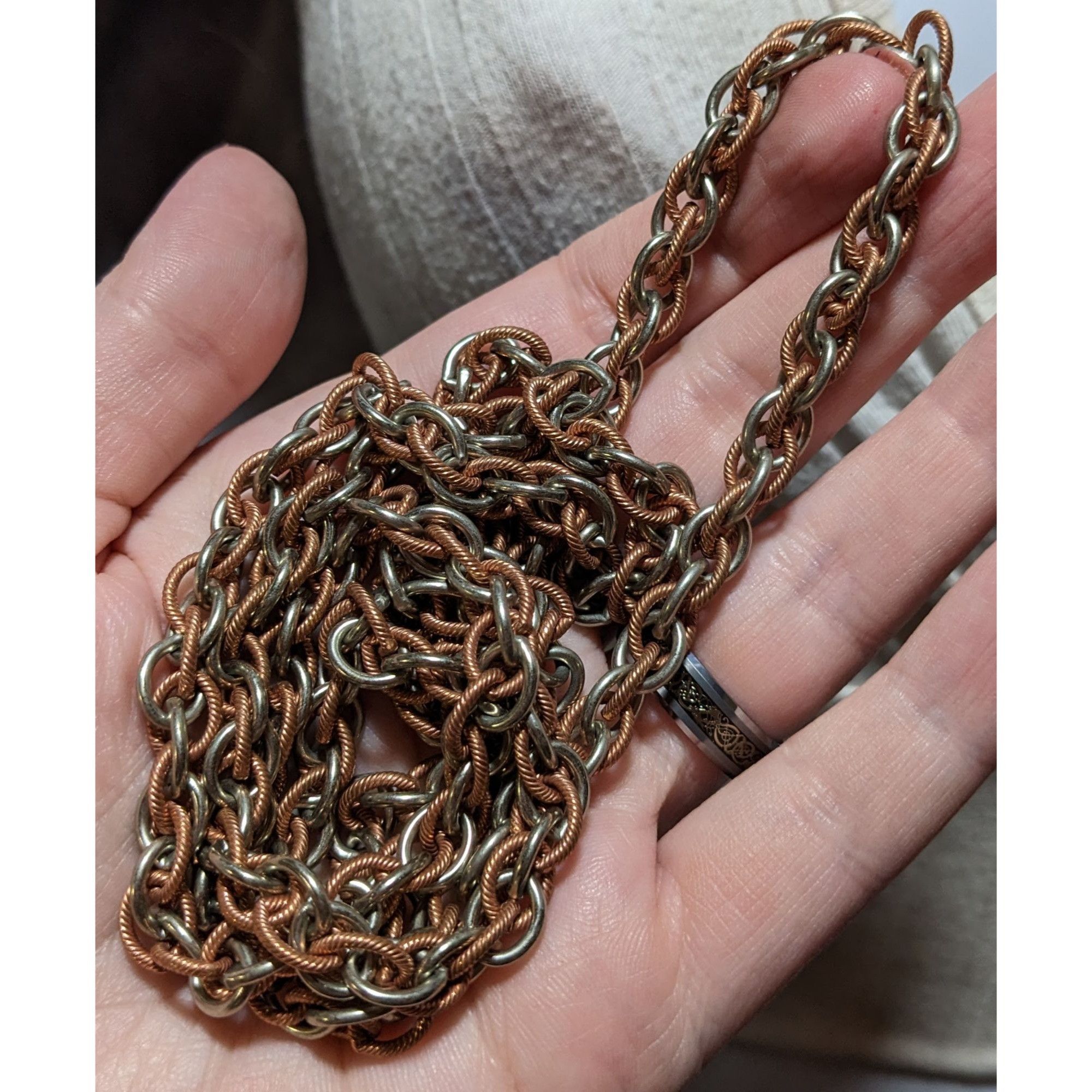 Other Silver Copper Intertwined Chain Necklace Size ONE SIZE - 7 Thumbnail