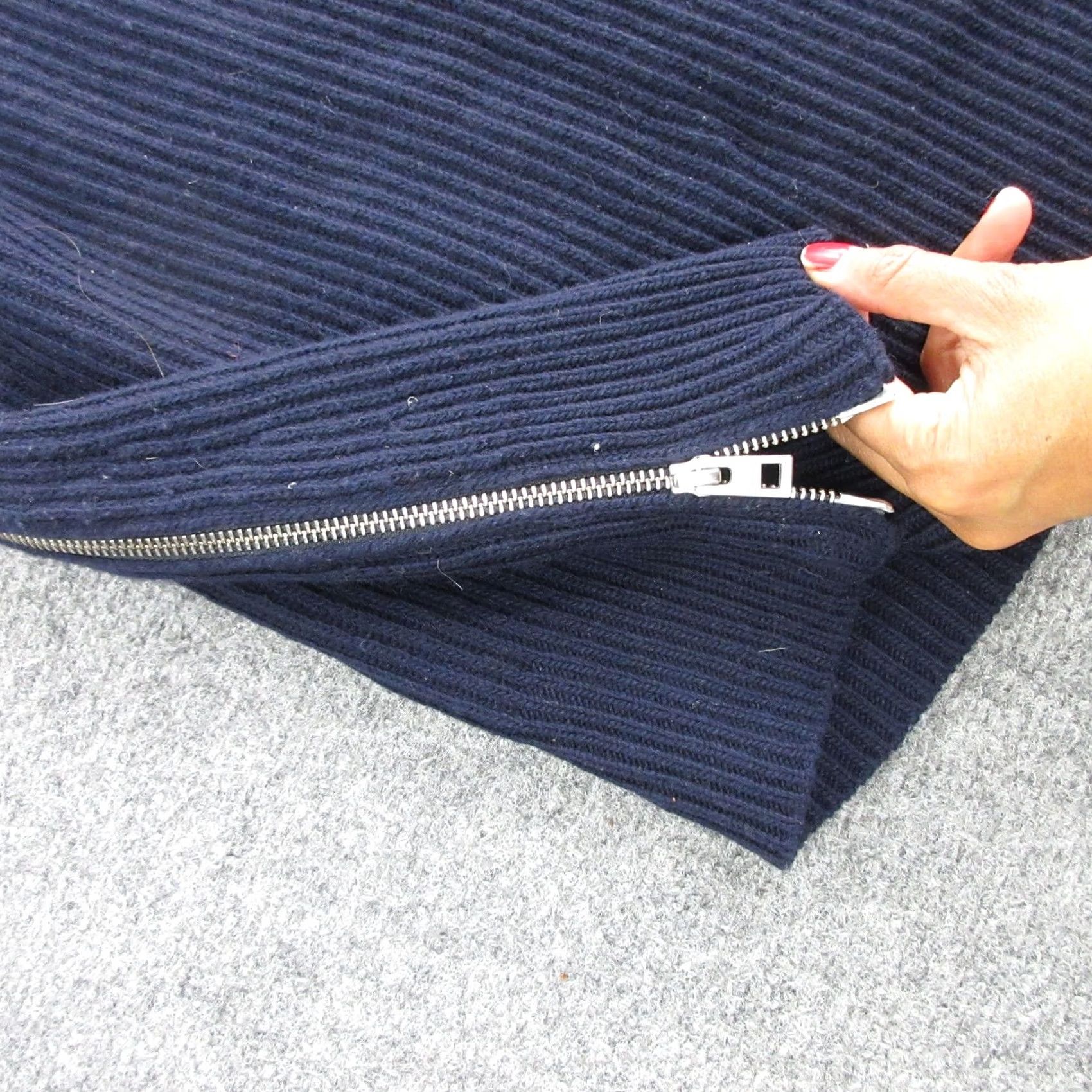 Zadig & Voltaire Zadig & Voltaire Poncho Womens XS/S Blue Wool Ribbed Knit Zip Collared Italy Size XS / US 0-2 / IT 36-38 - 4 Thumbnail