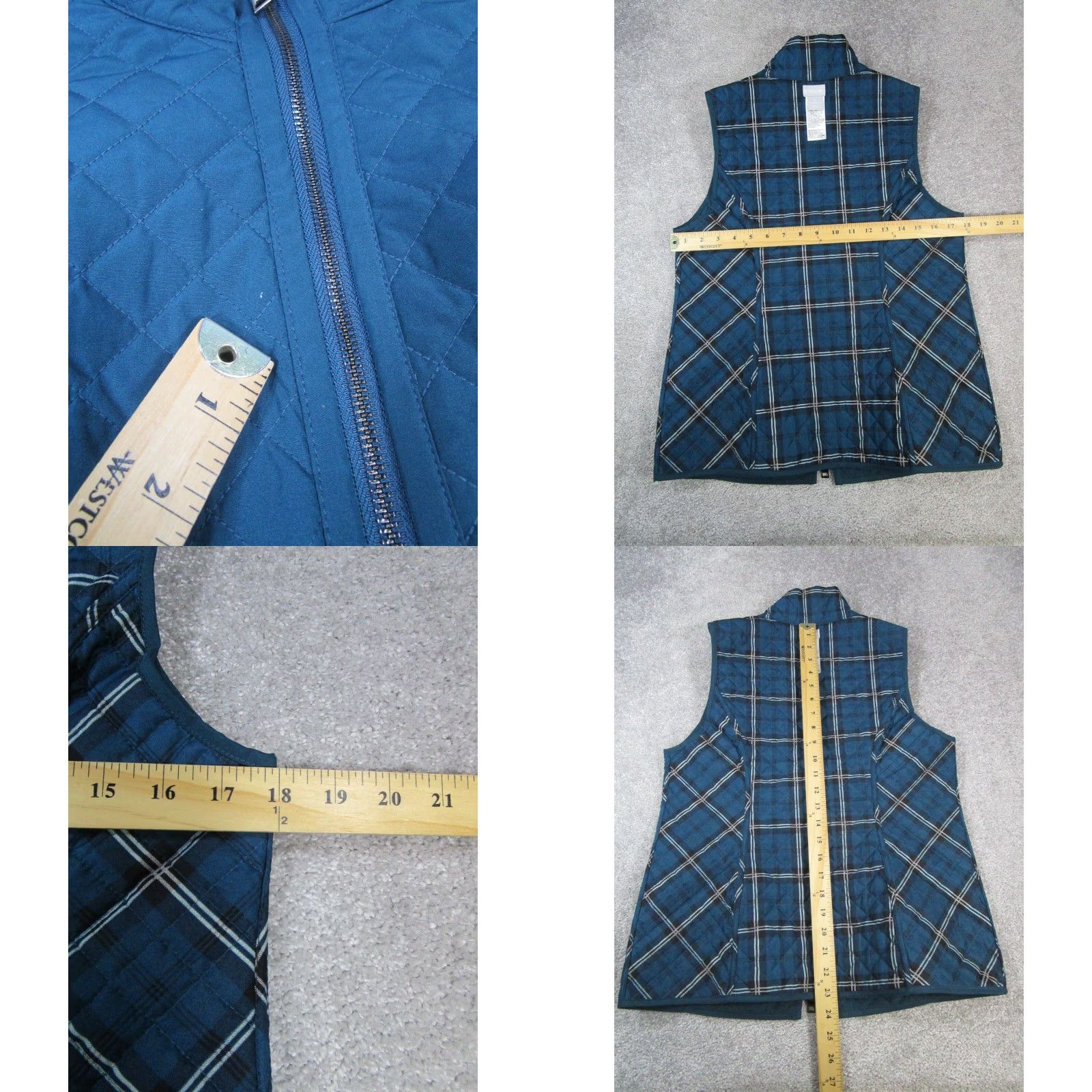 Vintage Chico's Vest Women's Small S Blue Black White Reversible Quilted Jacket Size S / US 4 / IT 40 - 8 Thumbnail