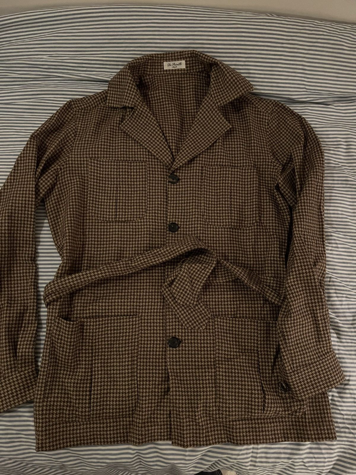 image of Vintage Safari Jacket De Petrillo in Brown, Men's (Size Small)