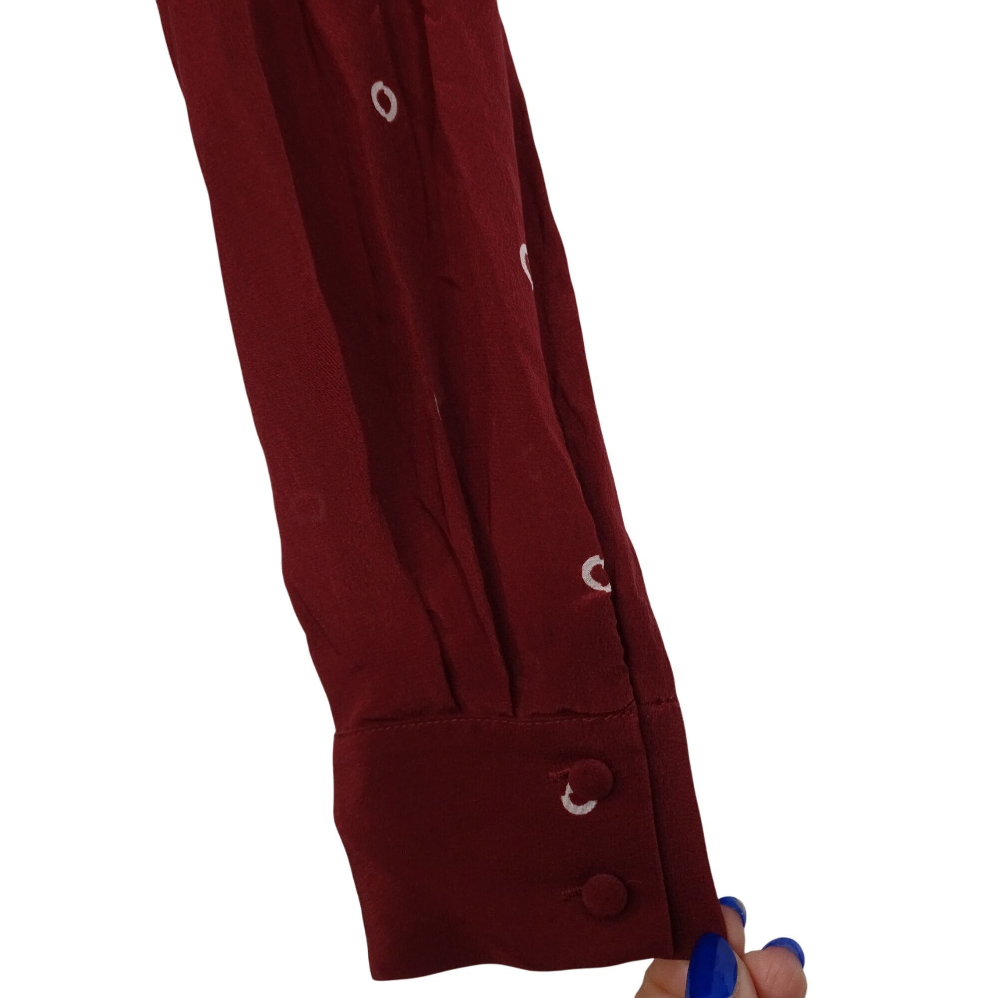 J.Crew J Crew Burgundy Red Wrap Printed Silk Blouse Top Size XS Size XS / US 0-2 / IT 36-38 - 2 Thumbnail