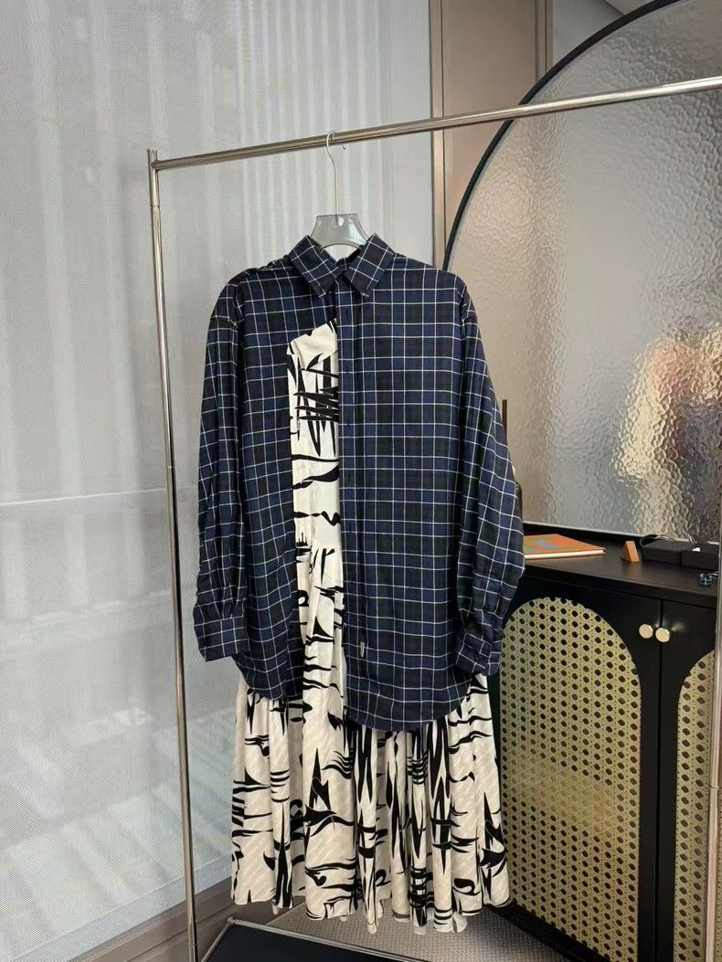 Balenciaga Balenciaga Patchwork Plaid Shirt Dress Size S / US 4 / IT 40 - 1 Thumbnail