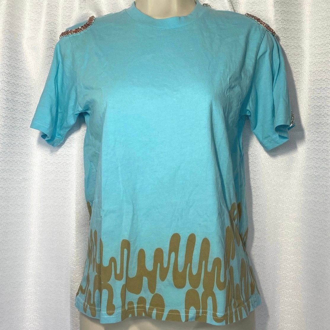 image of NWT Collina Strada Mask Blue Loopy Spice Tee Women Size S