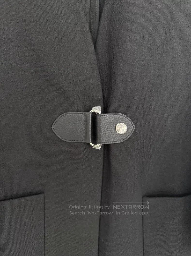 Hermes Hermes Black leather jacket, with suede buttons, linen and Size XS / US 0-2 / IT 36-38 - 2 Thumbnail