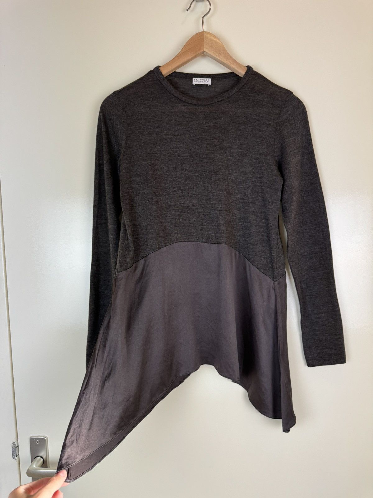 Brunello Cucinelli Brunello Cucinelli wool silk long sleeve top sweater brown S Size S / US 4 / IT 40 - 2 Thumbnail
