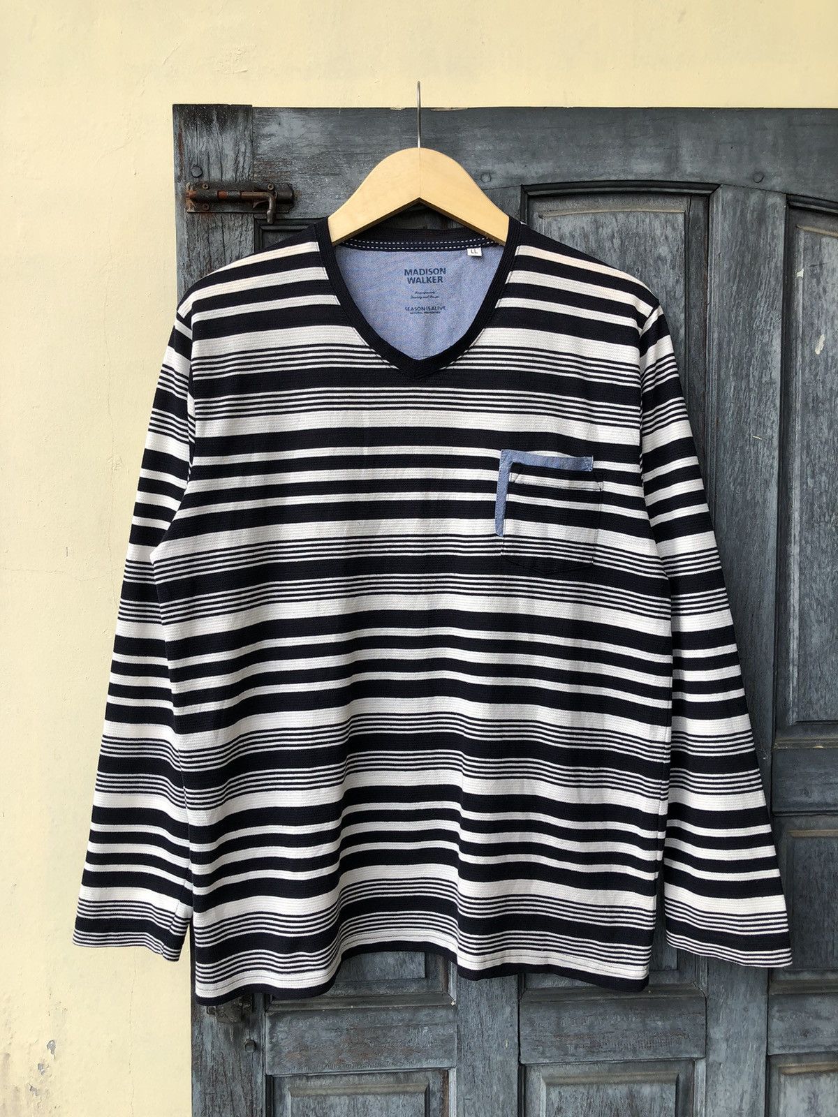 Japanese Brand Madison Walker Stripes Double Layer Pocket, Chill and Enjoy Size US XL / EU 56 / 4 - 1 Thumbnail