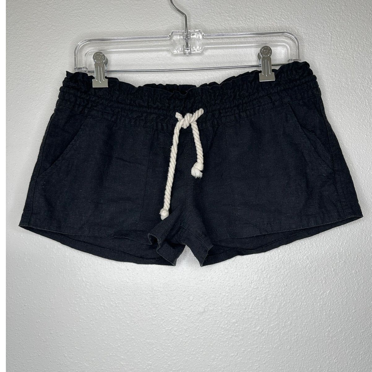 Other Roxy Oceanside Black Linen Elasticized Rope Tie Shorts M Size 28" / US 6 / IT 42 - 1 Thumbnail