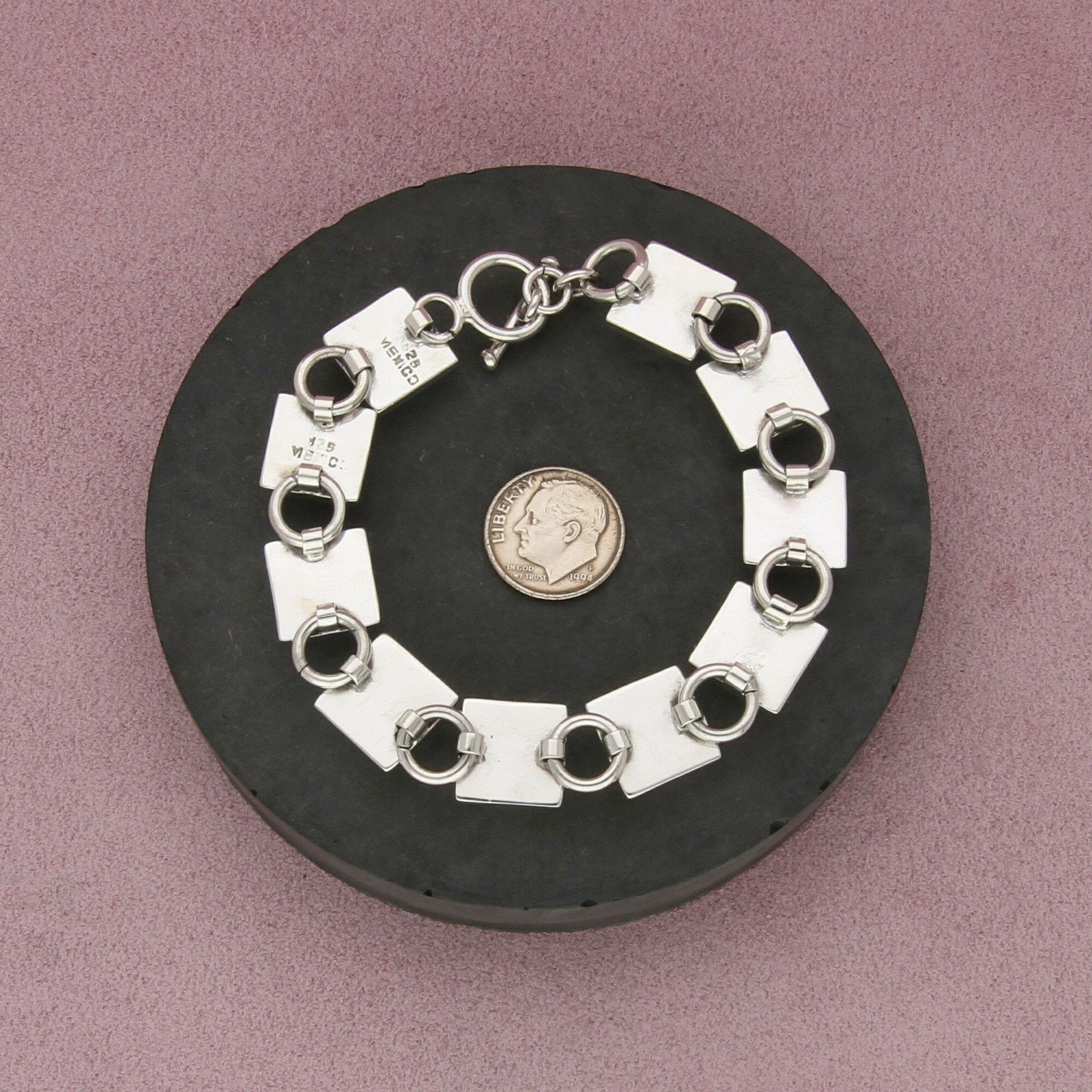 Mexicana mexico sterling silver coral link toggle bracelet size 7.5in Size ONE SIZE - 2 Thumbnail