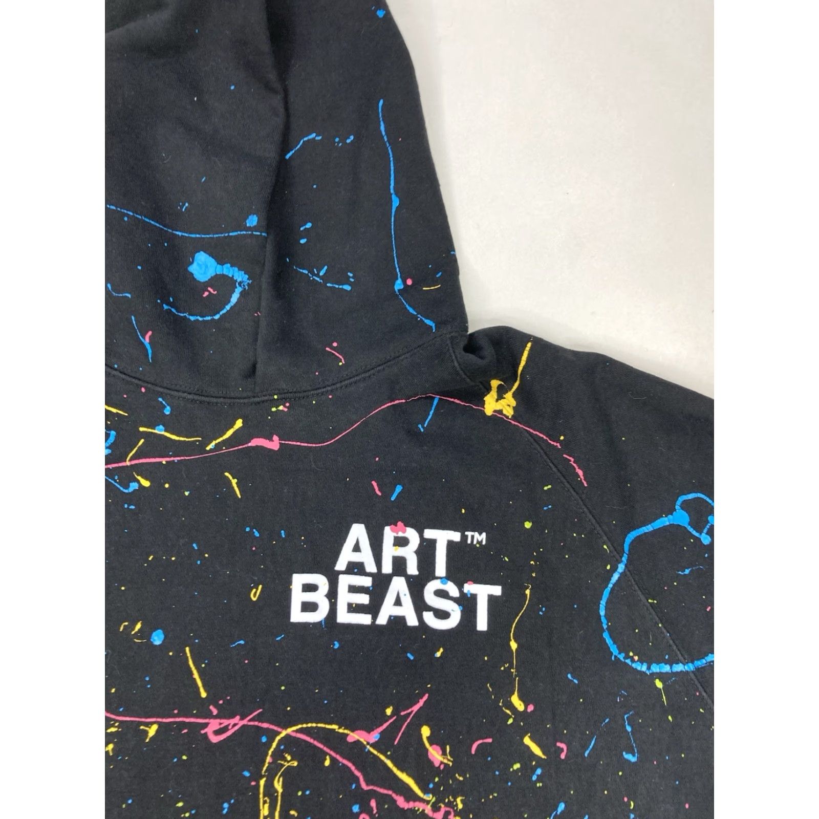 Vintage Art Beast Pullover Hoodie Men Large Graphic Print Black Logo Hooded Pockets Crew Neck Long Sleeve Fleece Cotton Knit Size US L / EU 52-54 / 3 - 2 Thumbnail