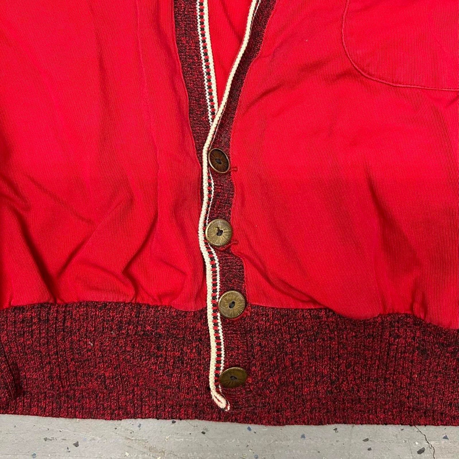 Other VTG 50s Distress/Thrash Red/burgundy buck skein cardigan Size US L / EU 52-54 / 3 - 4 Thumbnail