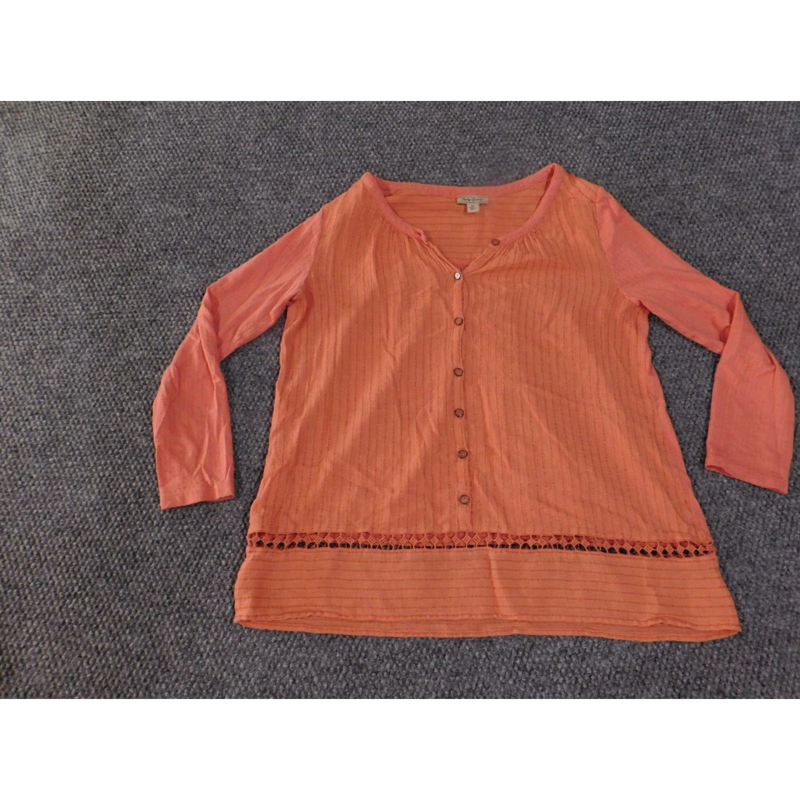 Lucky Brand Lucky Brand Shirt Womens Medium Button Down Long Sleeve Boho Lace Trim Top Size M / US 6-8 / IT 42-44 - 3 Thumbnail