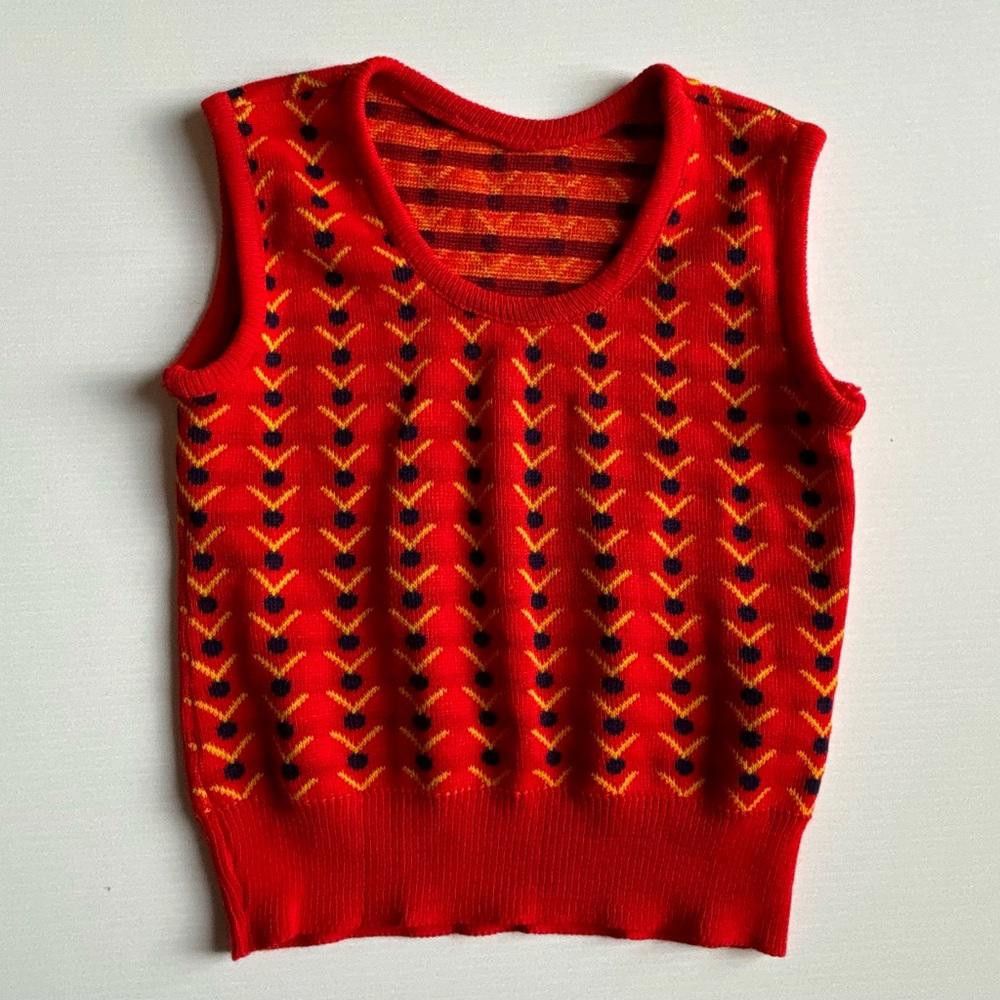 Designer Vintage Handmade Knitted Vest Size US XXS / EU 40 - 1 Thumbnail
