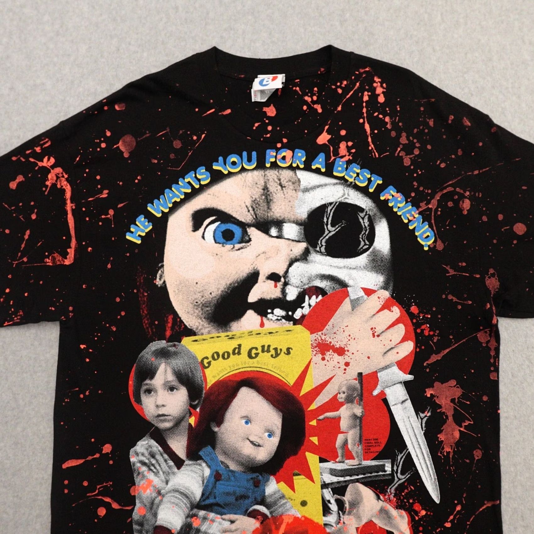 CO BACKSTOCK CO Child's Play 2 T-Shirt Adult XL Chucky ALL OVER PRINT Horror Size US XL / EU 56 / 4 - 7 Thumbnail
