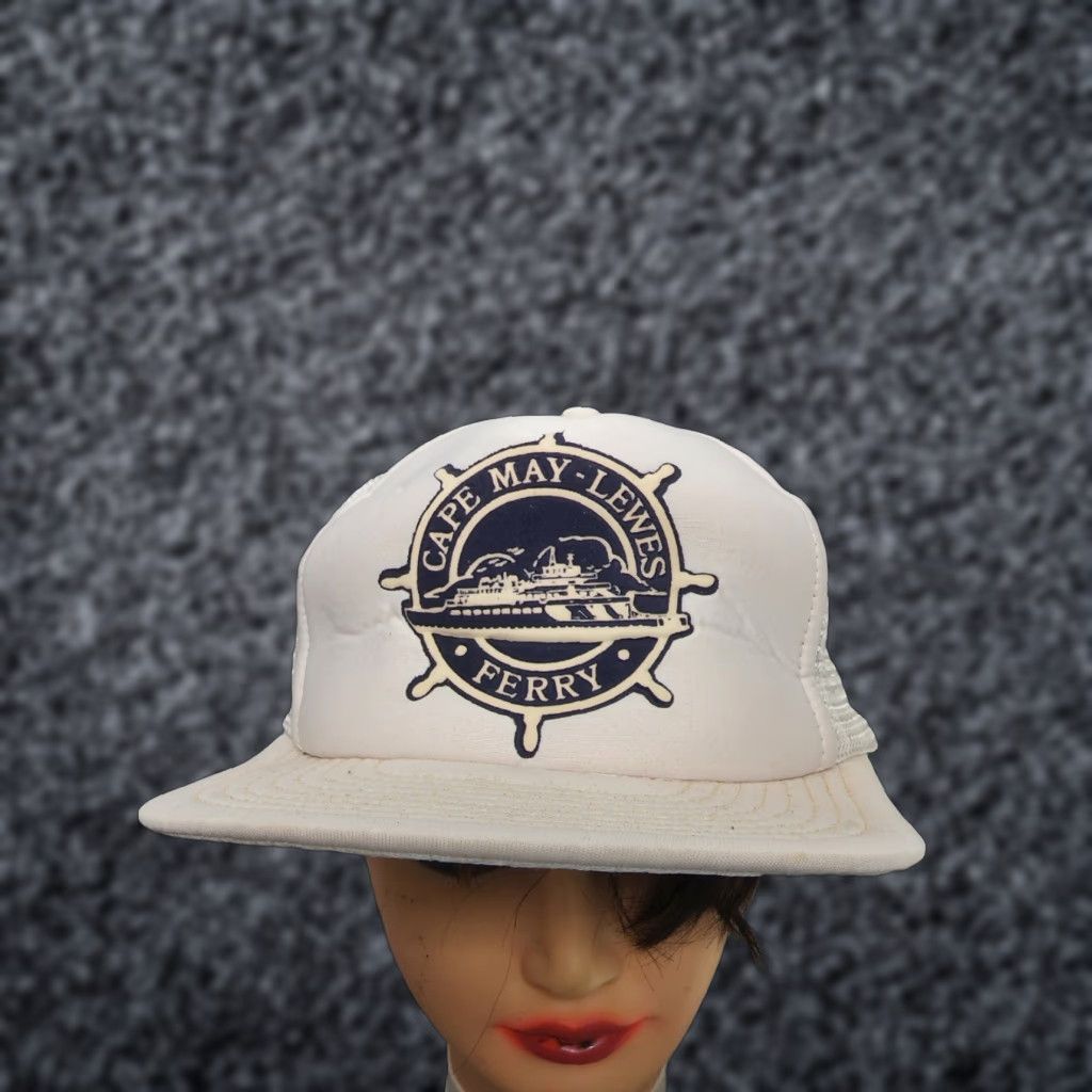 Vintage Vintage Cape May Lewes Ferry Trucker Hat Men Adjustable Cotton Logo Nautical Transportation Cap Size ONE SIZE - 1 Thumbnail