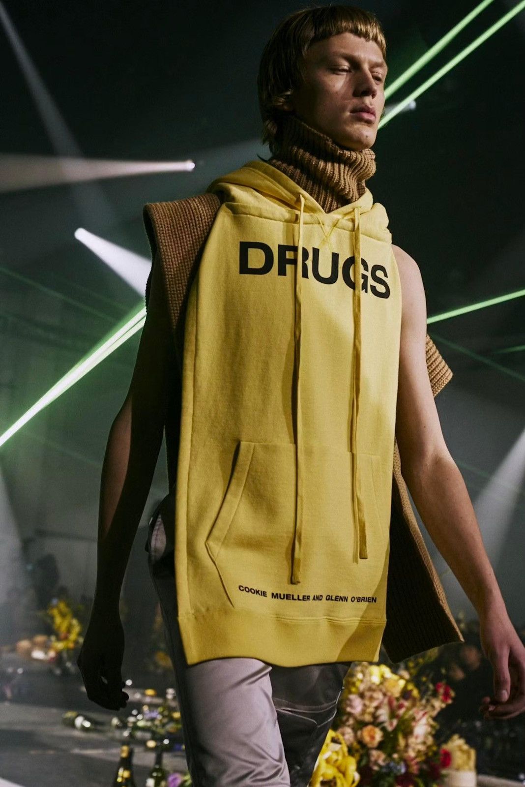 image of Raf Simons Panel Yellow Hoodie, Men's (Size Medium)