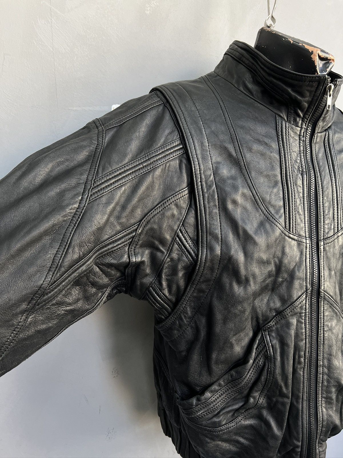 14th Addiction Black bomber avant garde leather cropped jacket y2k Size US M / EU 48-50 / 2 - 5 Thumbnail