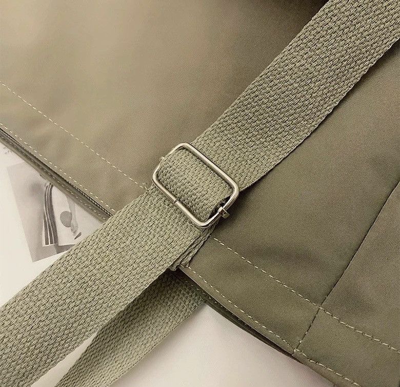 Japanese Brand Green Color Simple Fashion Nylon Canvas Tote Bag Size ONE SIZE - 8 Thumbnail