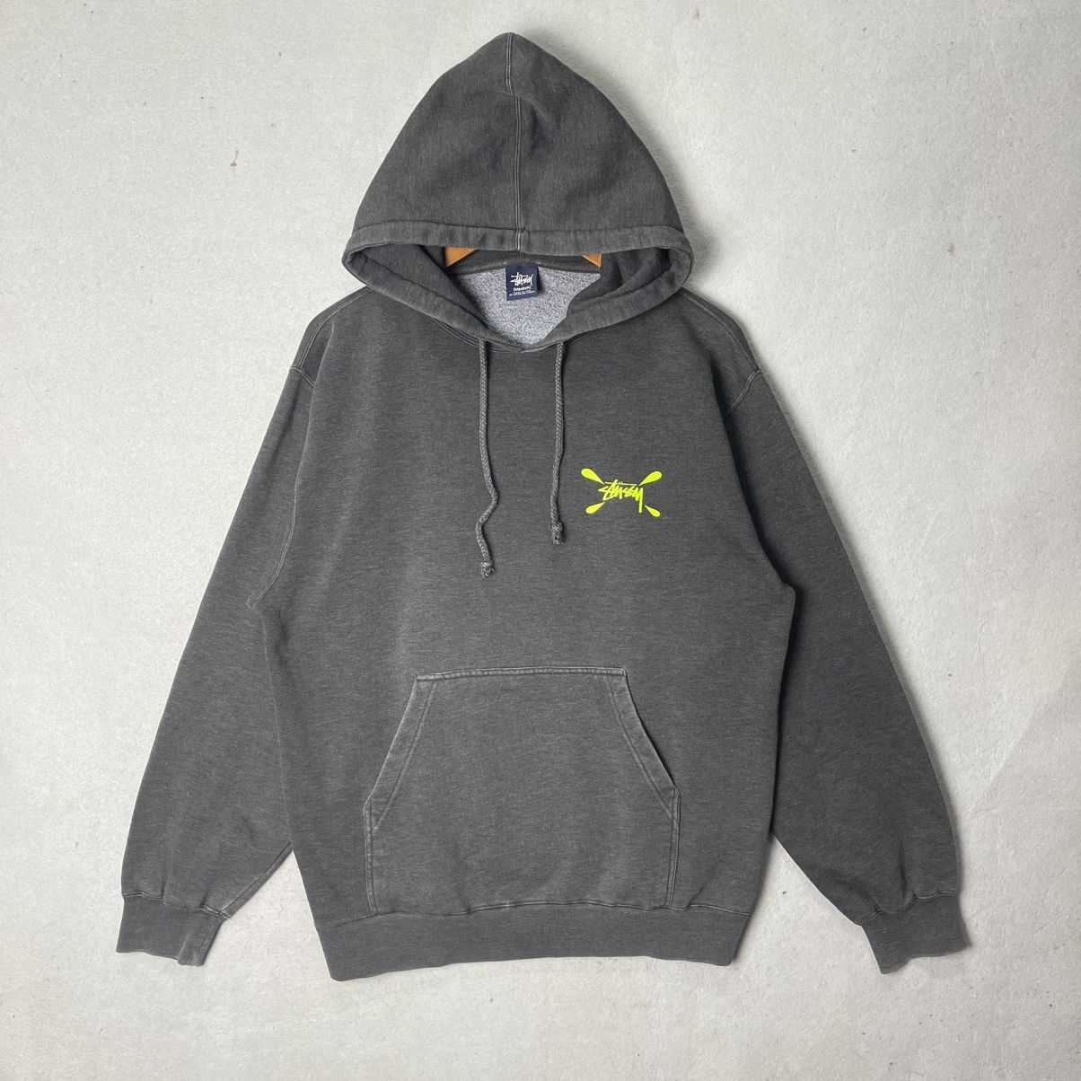 Stussy Vintage Stussy Neon Logo Hoodie Grey USA Streetwear Size US M / EU 48-50 / 2 - 3 Thumbnail
