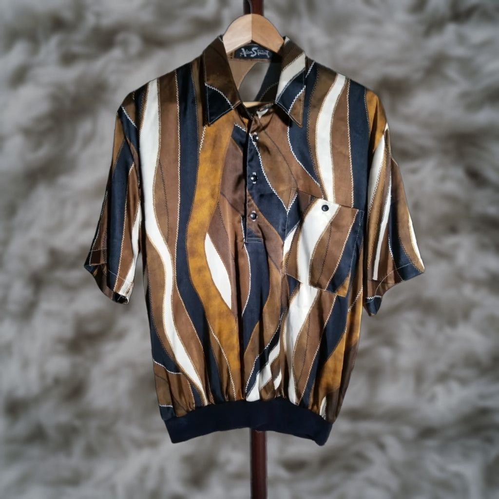 Coogi VINTAGE Alan Stuart Shirt Large Brown Black Coogi Cosby Banded Waist Polo Size US L / EU 52-54 / 3 - 1 Thumbnail