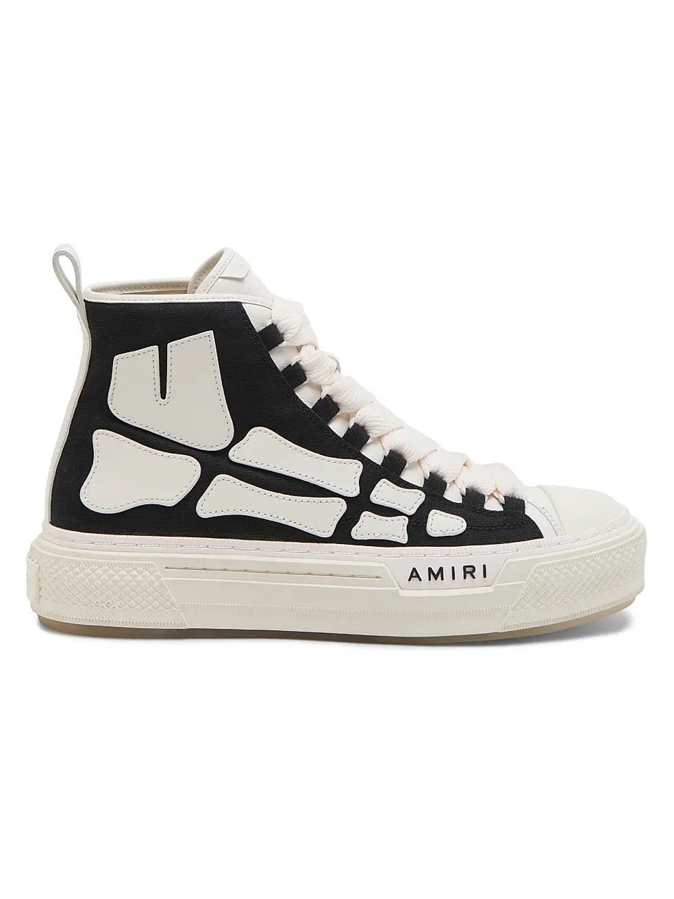 Amiri os11x0326 Skel Court High-Top Sneakers in Black/White Size US 8 / EU 41 - 1 Thumbnail