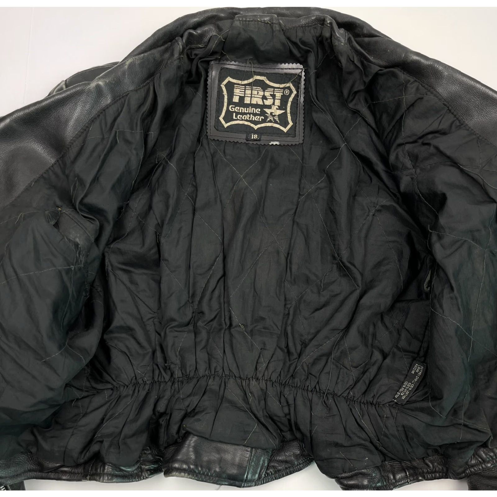 Vintage VINTAGE First Leather Jacket Motorcycle 18 Black Zip 90s Side Belted Collared Full Zip Unisex Adults Mens Womens Size US XXL / EU 58 / 5 - 4 Thumbnail