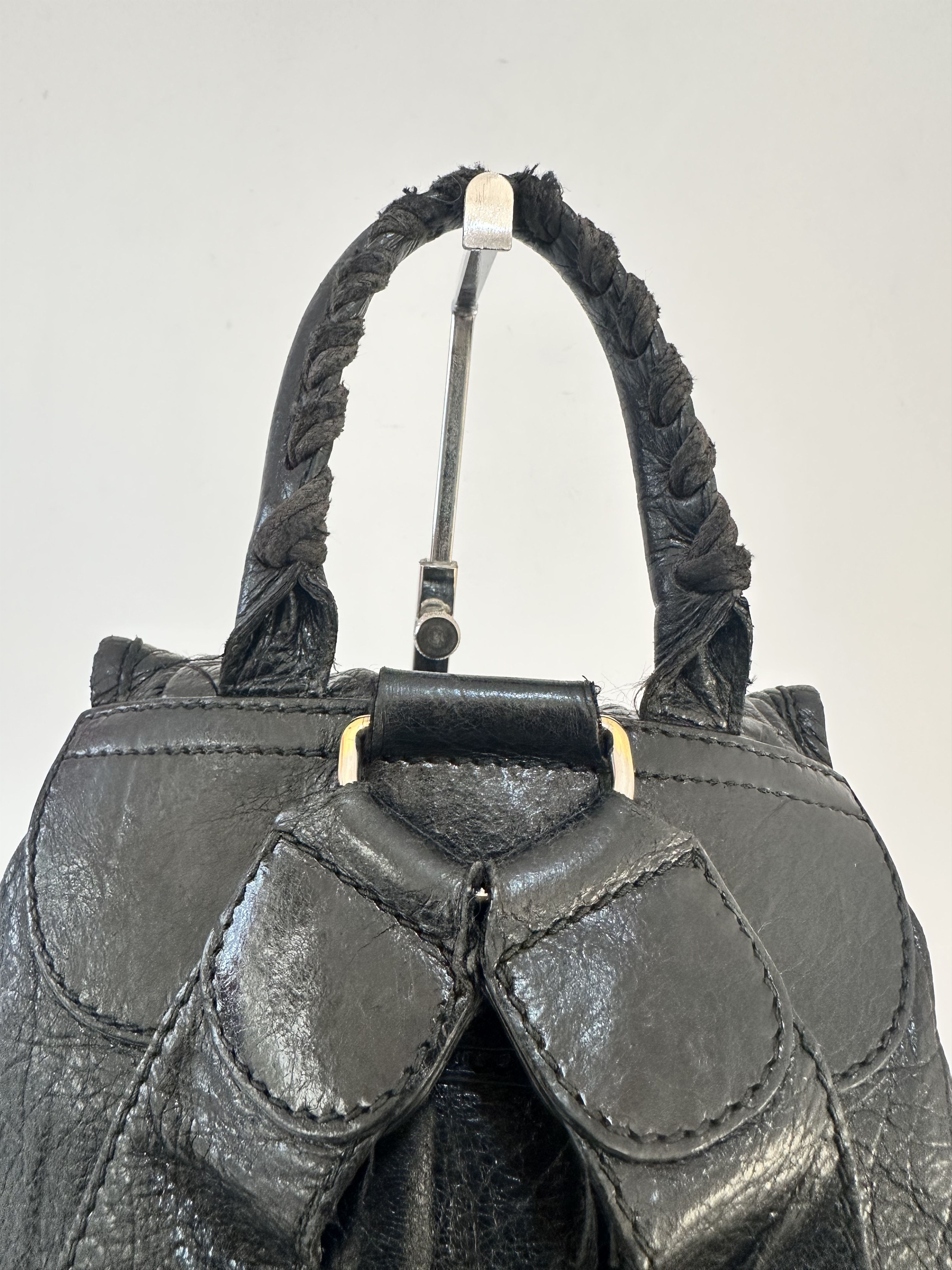 Balenciaga BALENCIAGA Black Lambskin Leather Giant 12 Silver Backpack Size ONE SIZE - 3 Thumbnail
