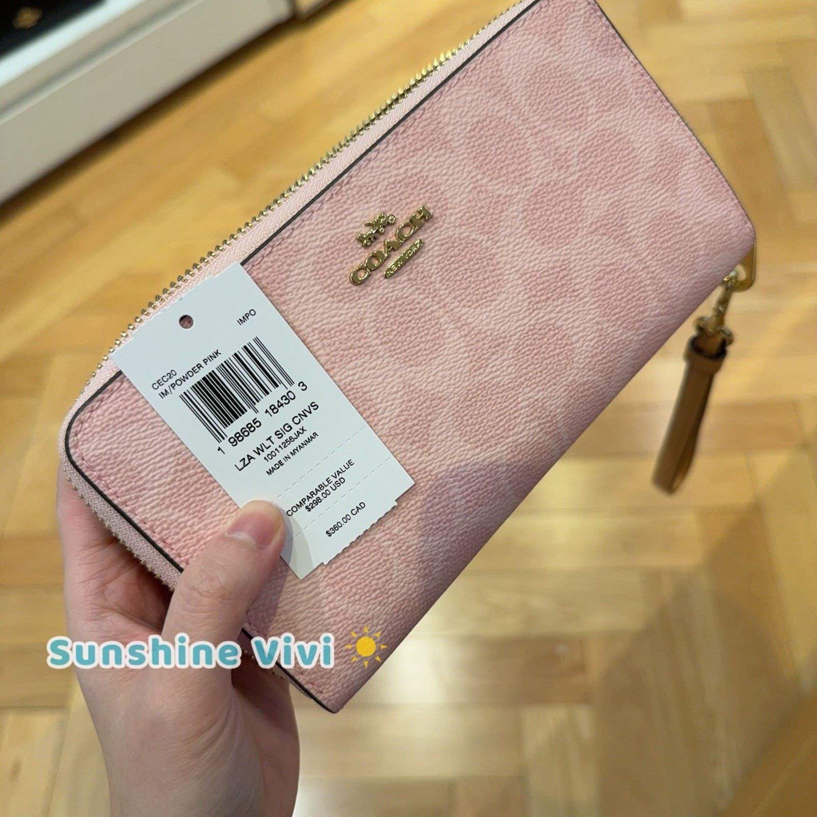 Coach NWT Coach CEC20 Long Zip Around Wallet Leather Powder Pink Size ONE SIZE - 7 Thumbnail